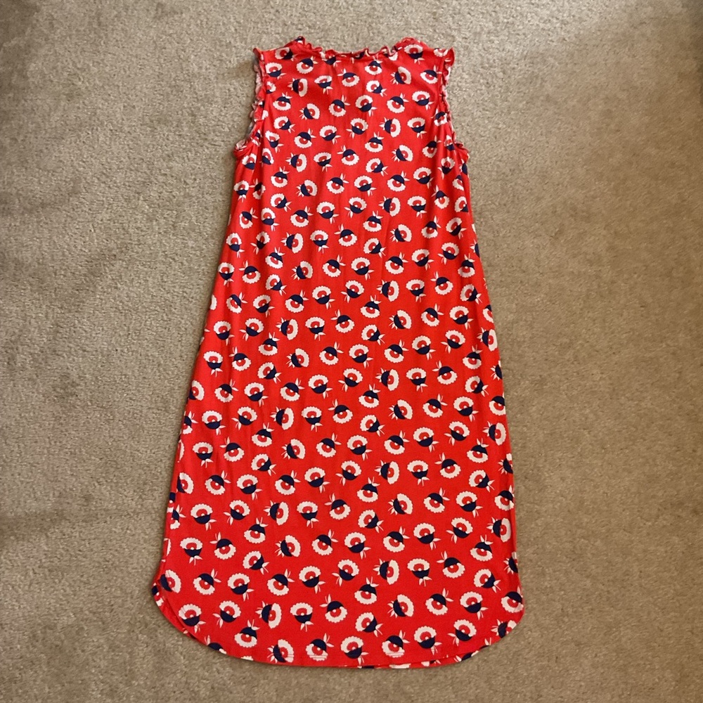 Boden Lois Floral Midi Jersey Dress Orange/Red Navy White Sleeveless Size 10 M - Picture 12 of 16